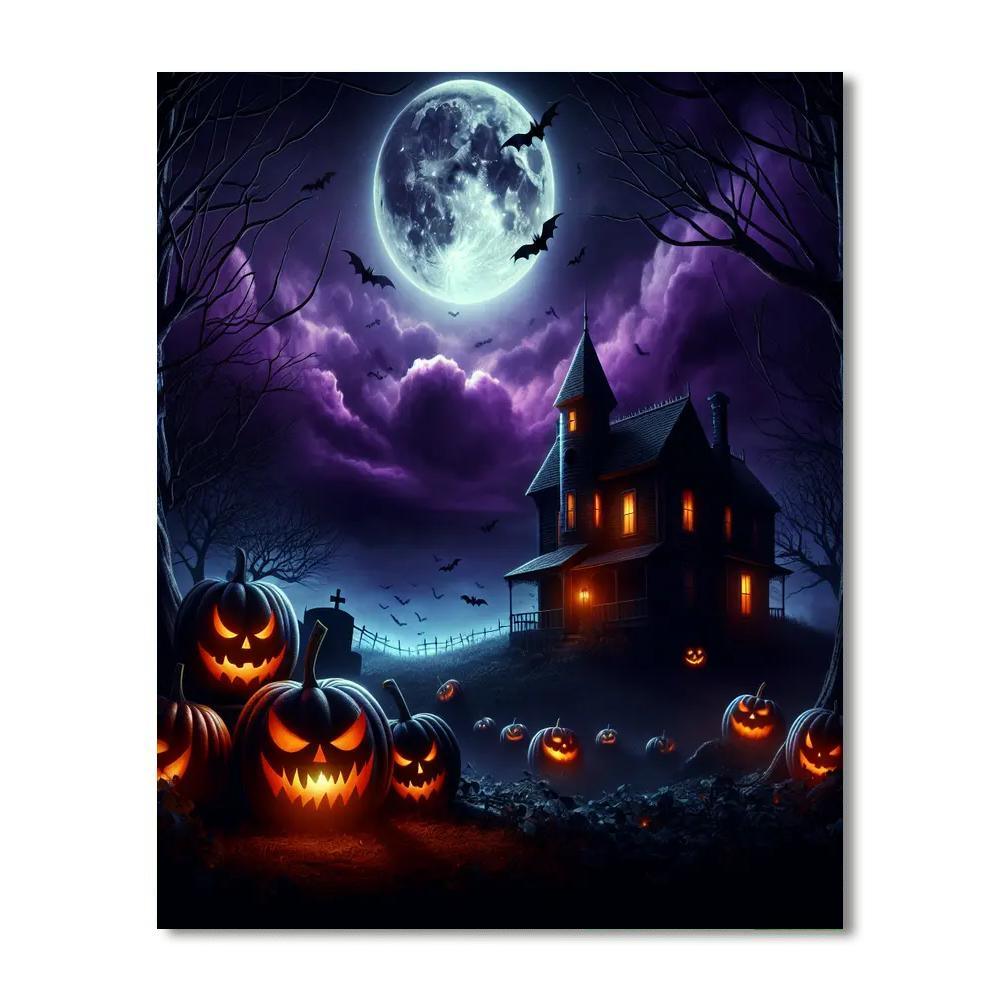 Haunted Halloween Night Paint By Numbers Art