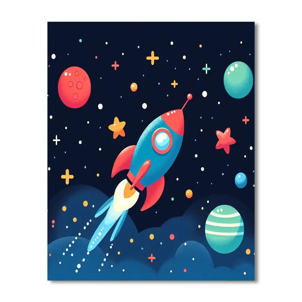 Cosmic Rocket Journey Number Painting