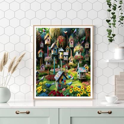 Charming Garden Birdhouses Painting By Numbers Kit