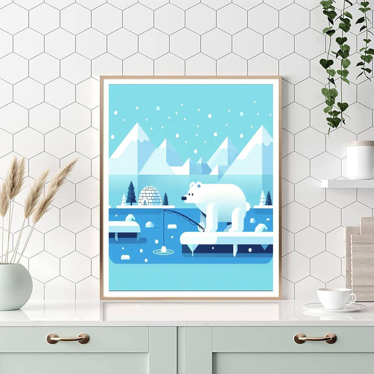 Polar Bear Ice Fishing Paint By Color