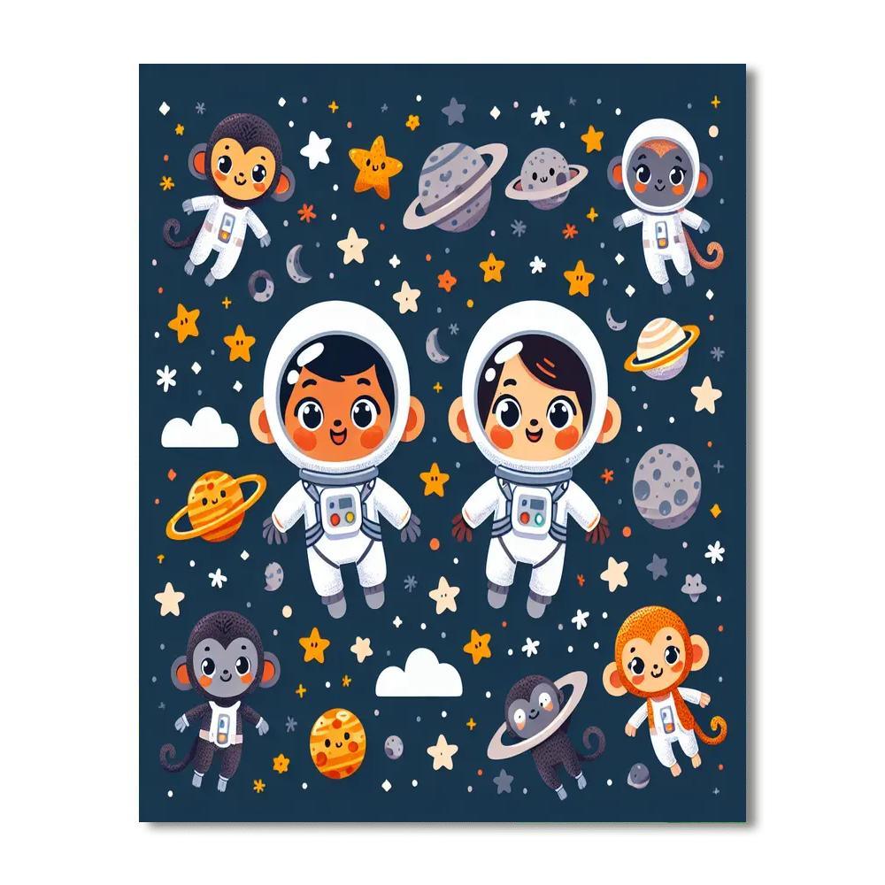 Adventurous Space Monkeys Paint By Color