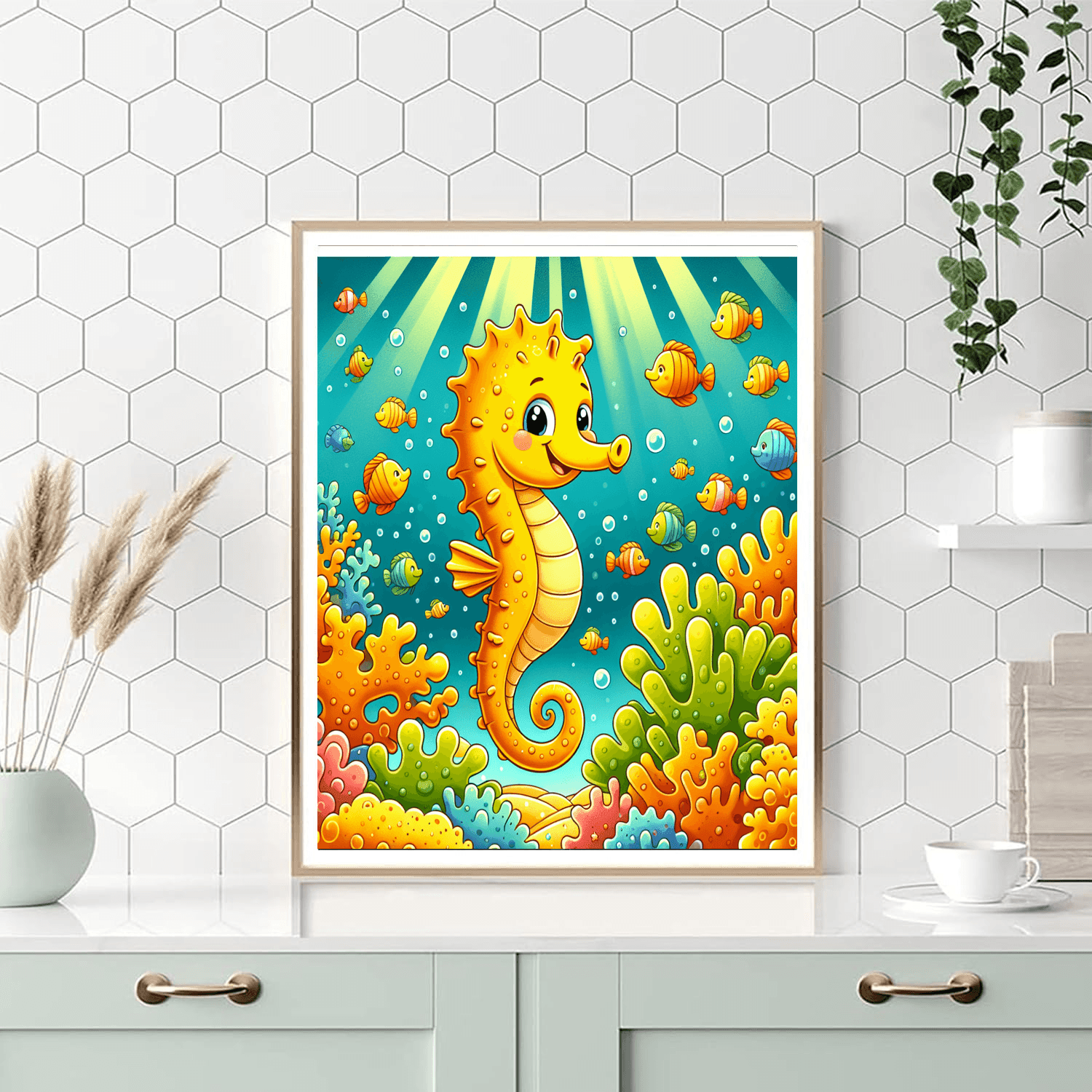 Sunny Seahorse Number Painting