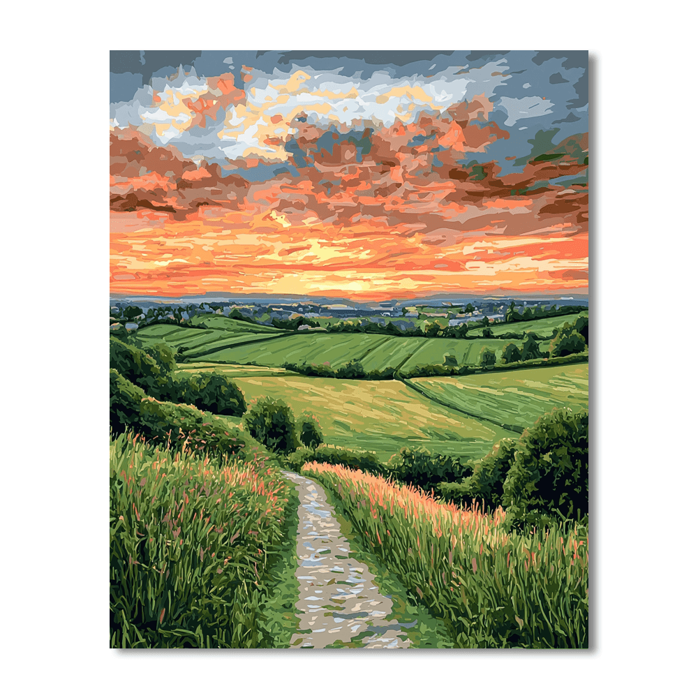 John Constable Inspired Twilight Over The Fields  Paint By Numbers Art