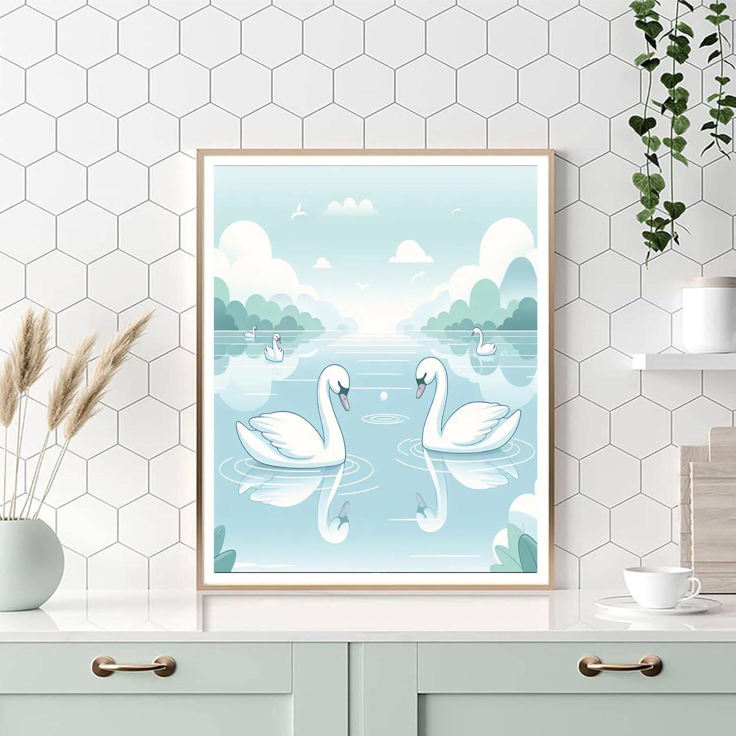 Serene Swan Symphony Number Painting