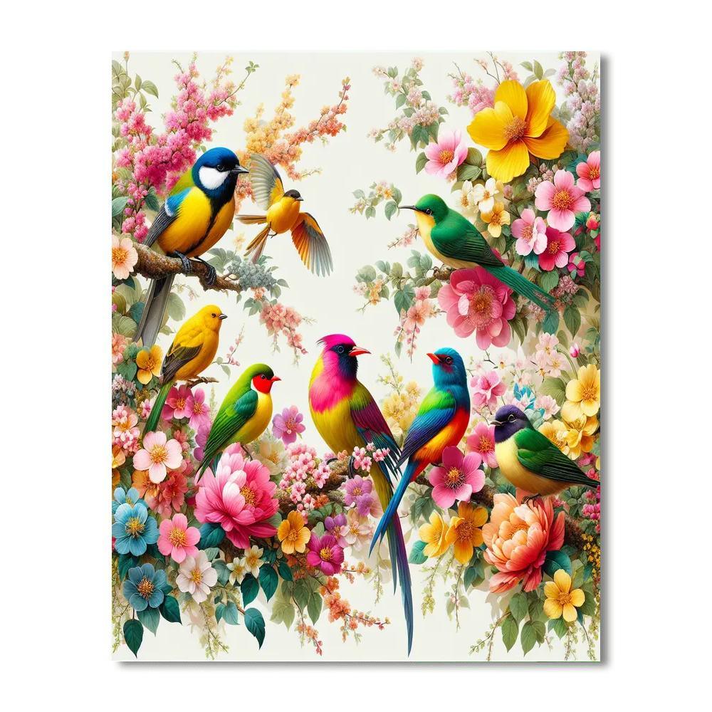 Lively Bird Sanctuary Number Painting