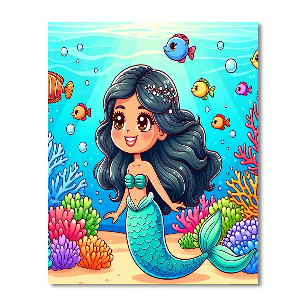 Oceanic Adventure With Mermaids Number Painting