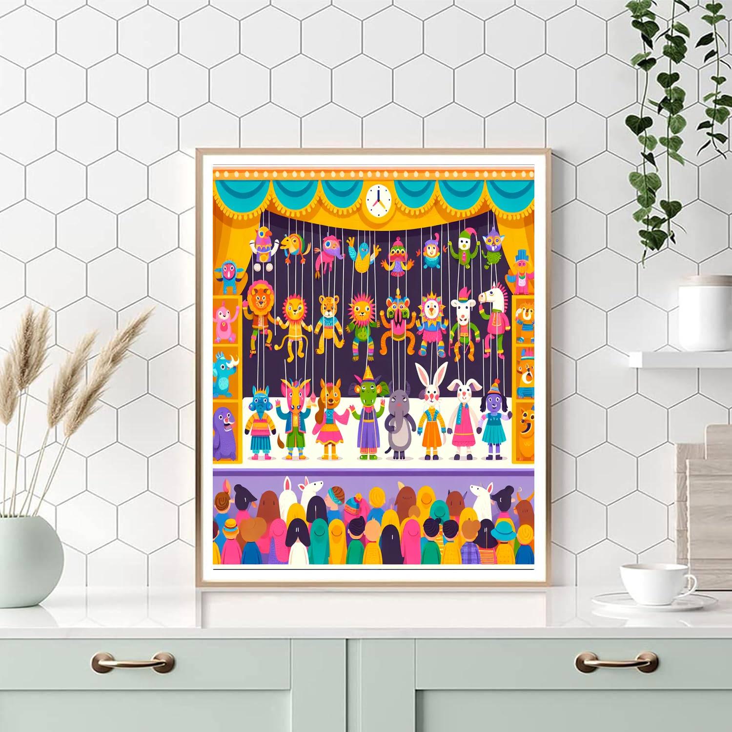 Playful Puppet Show Number Painting