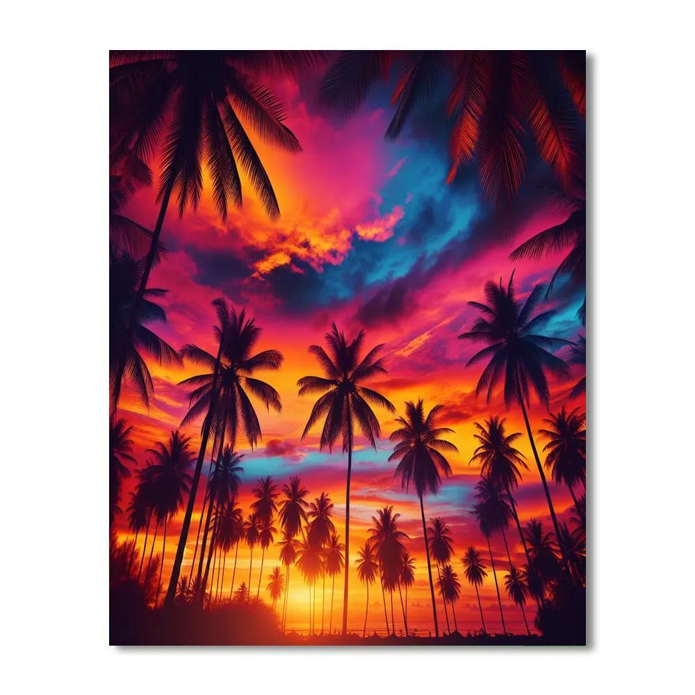 Tropical Paradise Sunset DIY Paint By Numbers