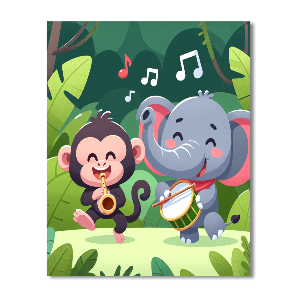 Musical Jungle Band Number Painting