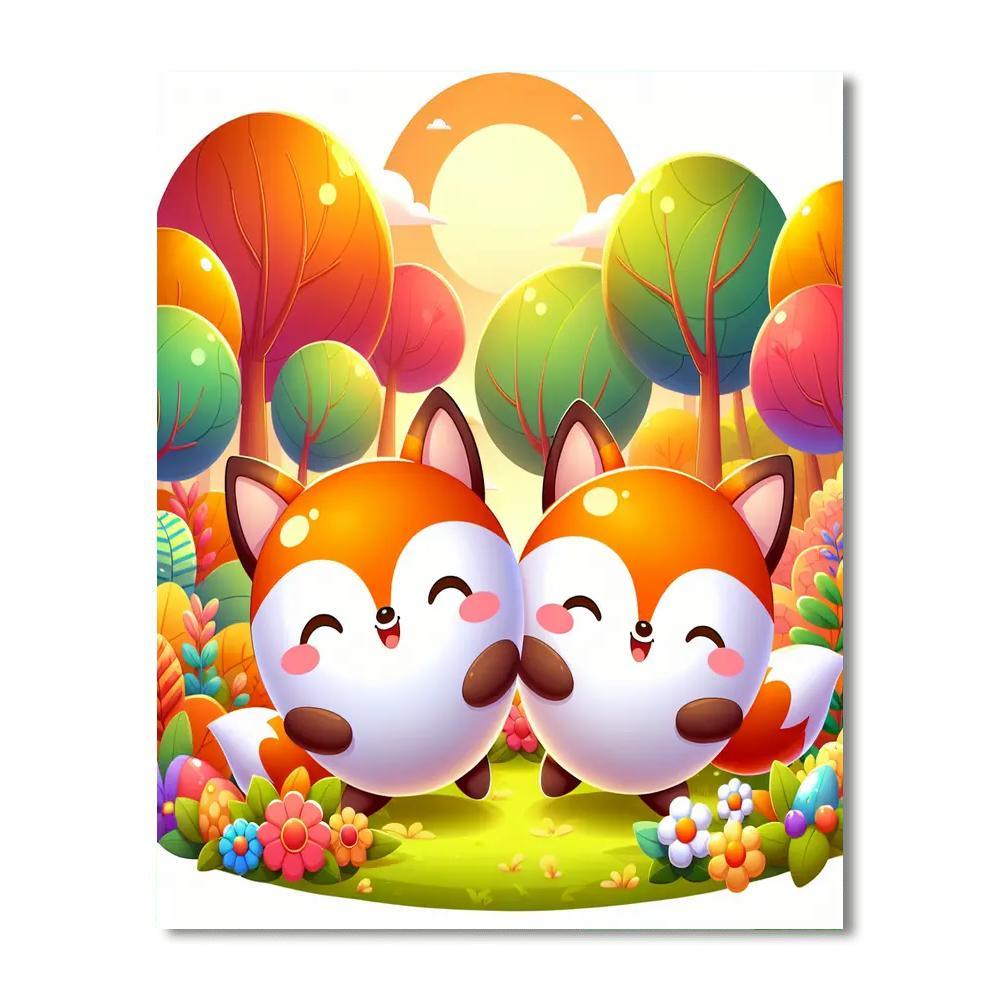 Funky Foxes Number Painting