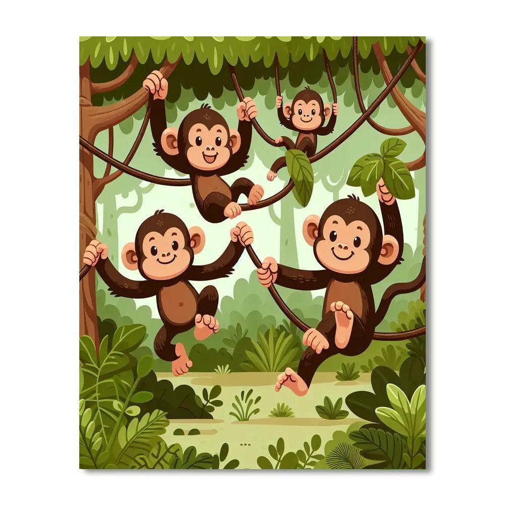 Cheeky Chimpanzees Paint By Numbers Art