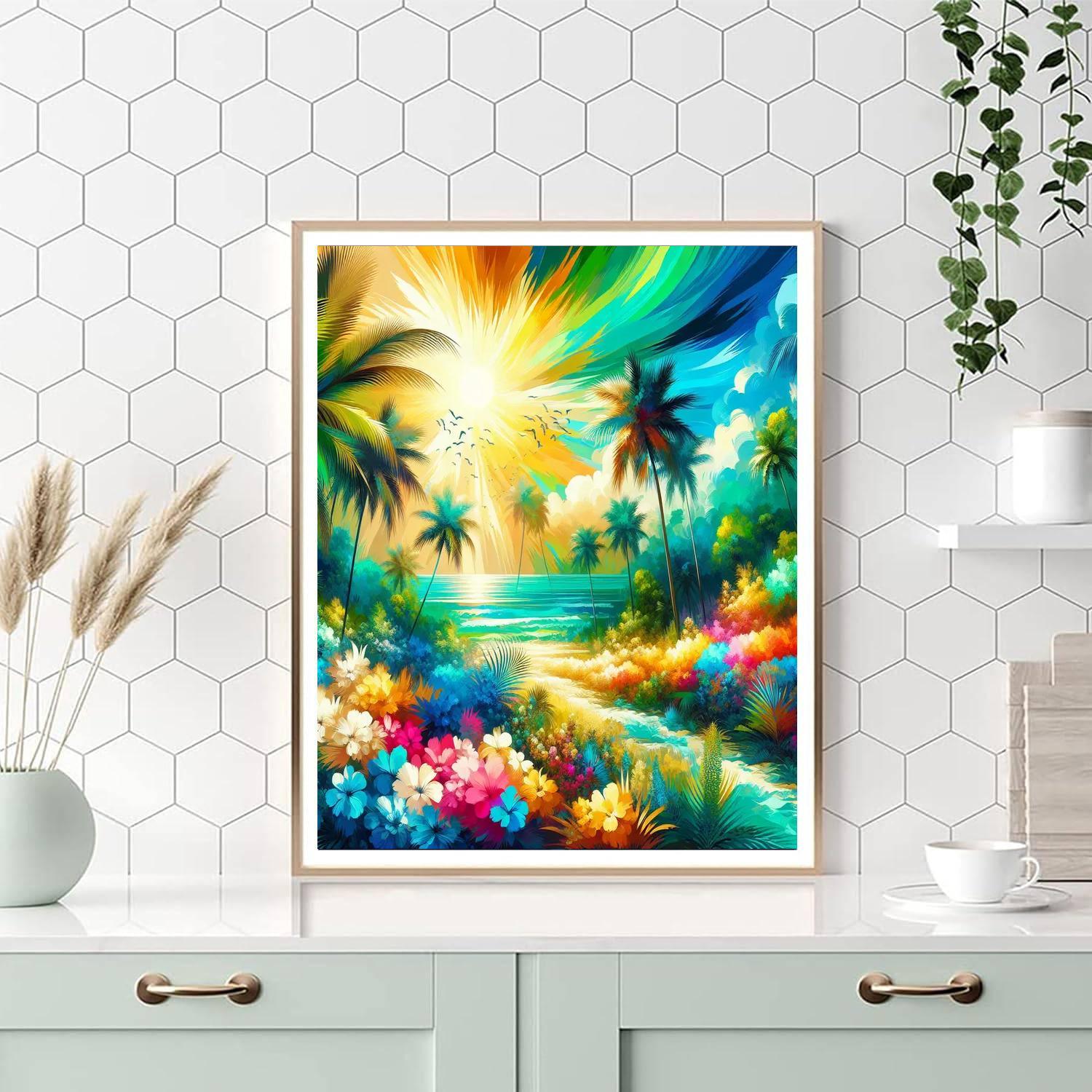 Lush Green Tropical Paradise Numbered Painting Kits