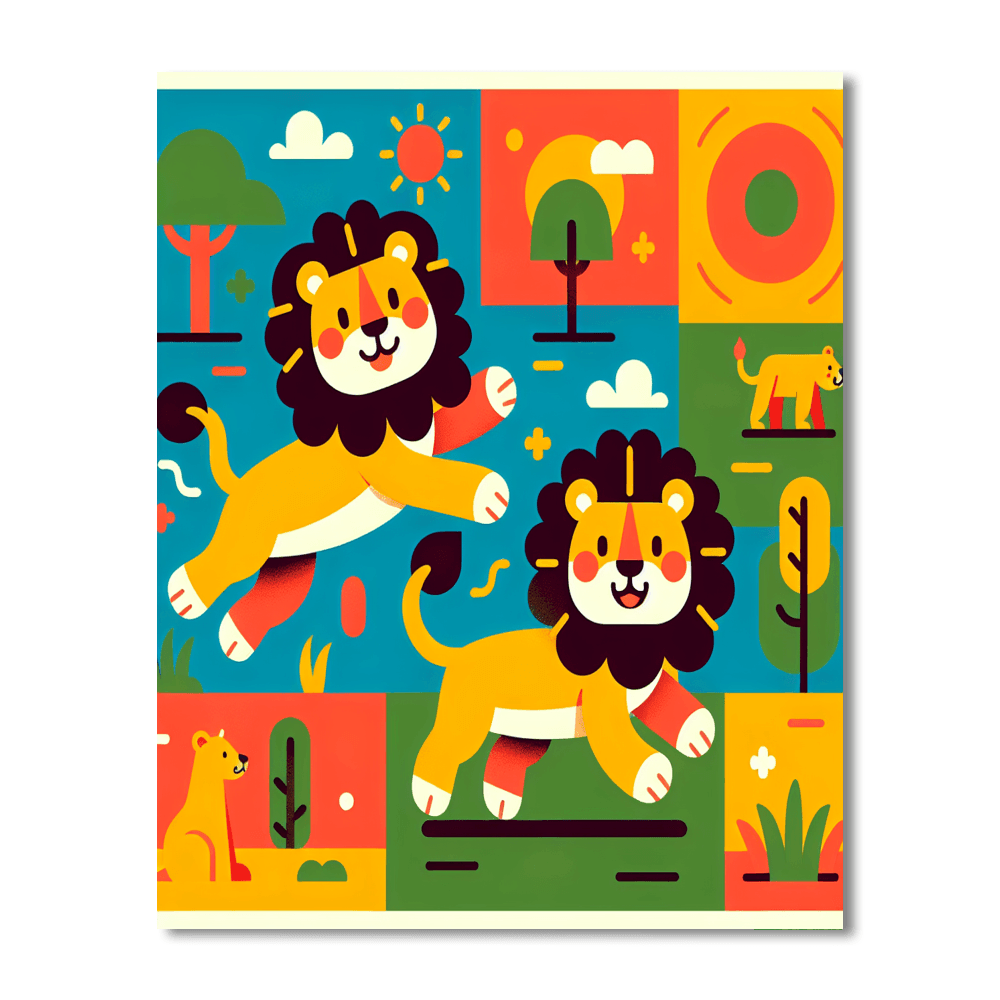Lively Lion Leap Number Painting