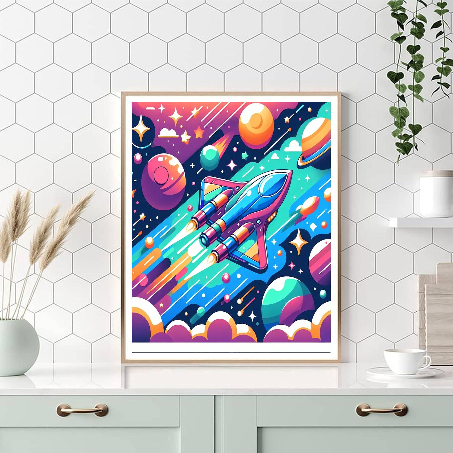 Fantastic Spaceship DIY Paint By Numbers