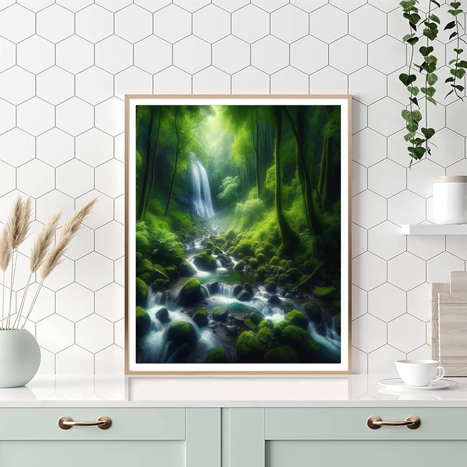 Forest Waterfall Enchantment Paint By Color