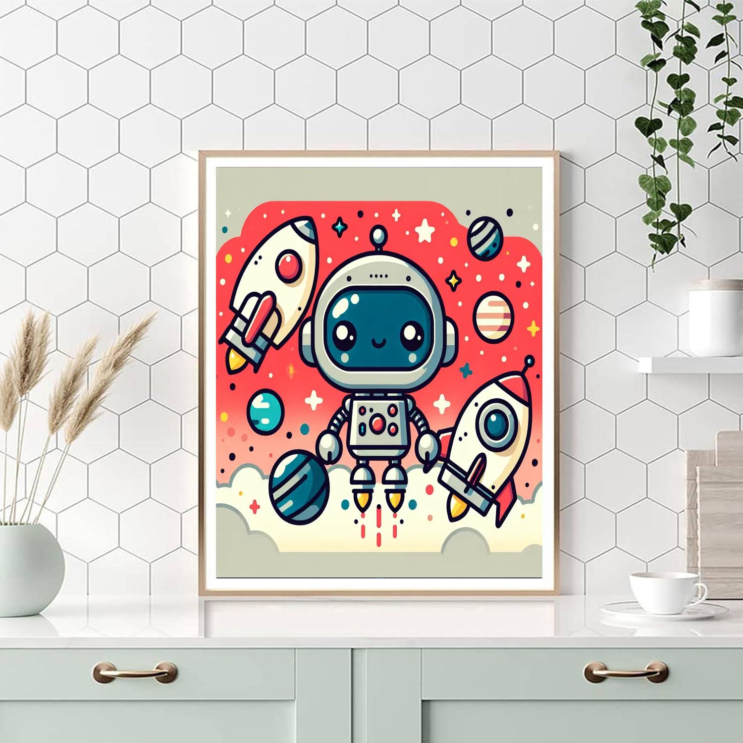 Space Robots And Rocketships Number Painting