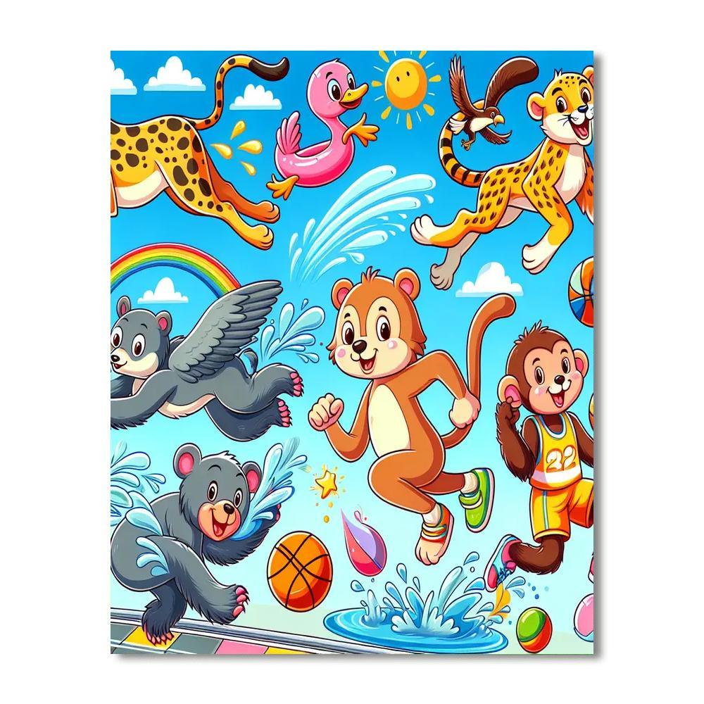 Animal Athletes Number Painting