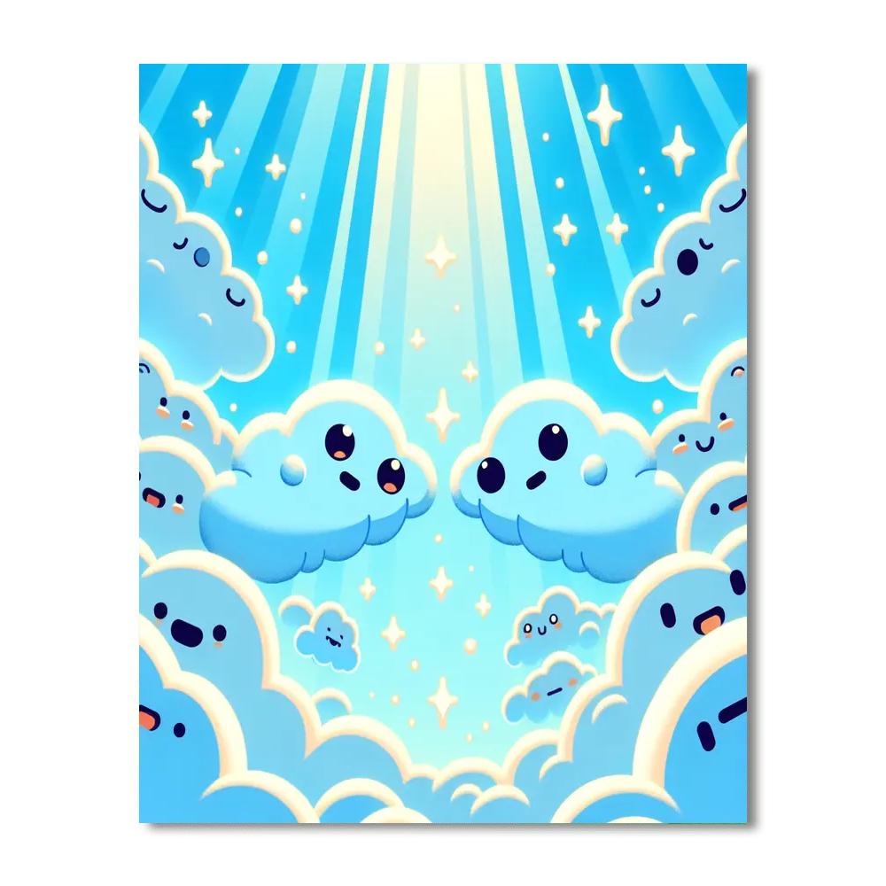 Fluffy Cloud Creatures Number Painting