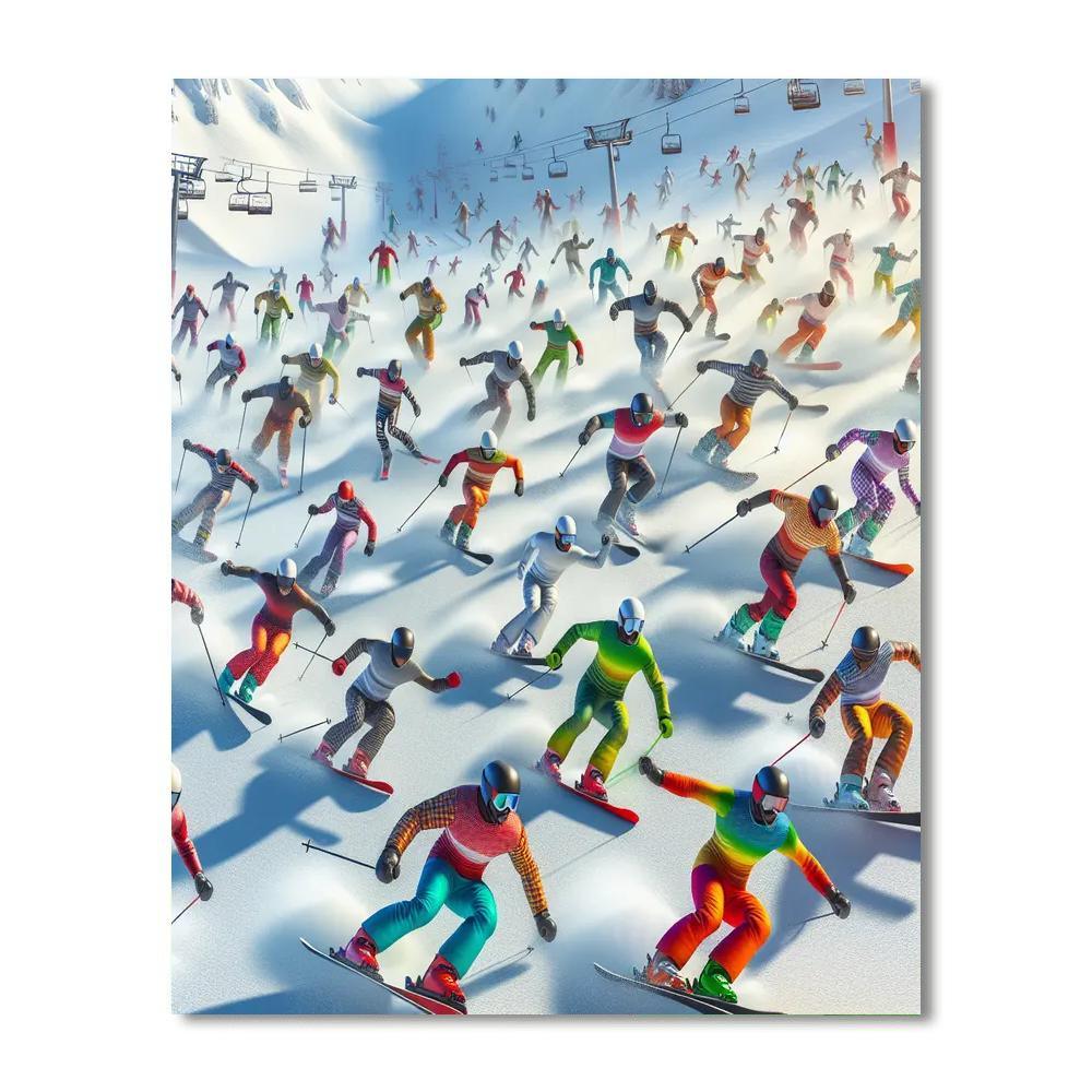 Dynamic Winter Sports Scene Painting By Numbers Kit