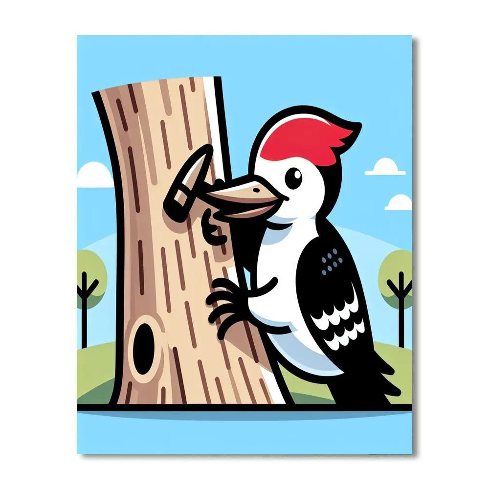 Witty Woodpecker Painting Number Kit
