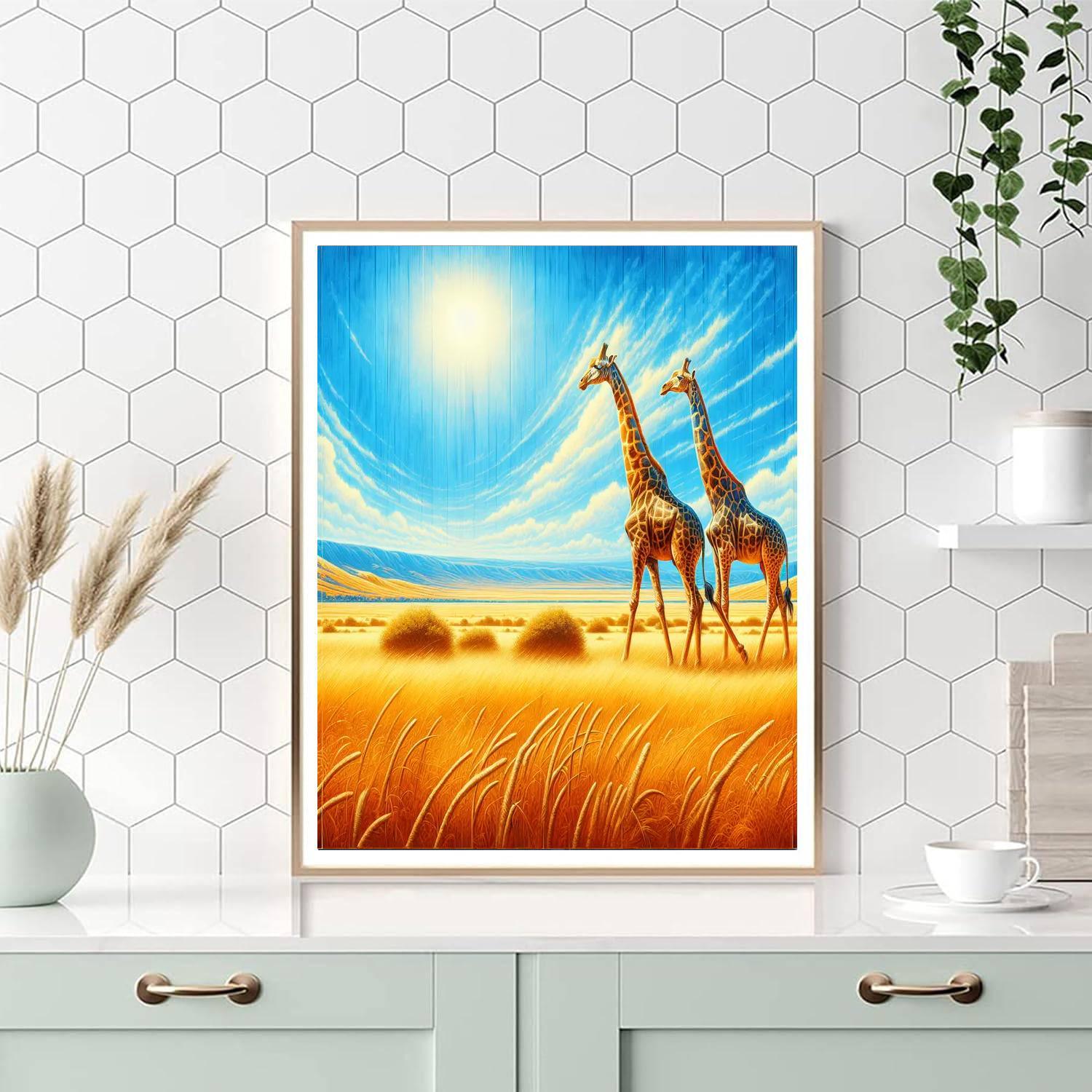 Giraffes On Safari Numbered Painting Kits
