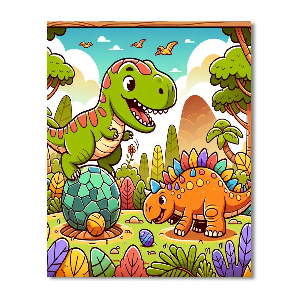 The Playful Dinosaur Party DIY Paint By Numbers