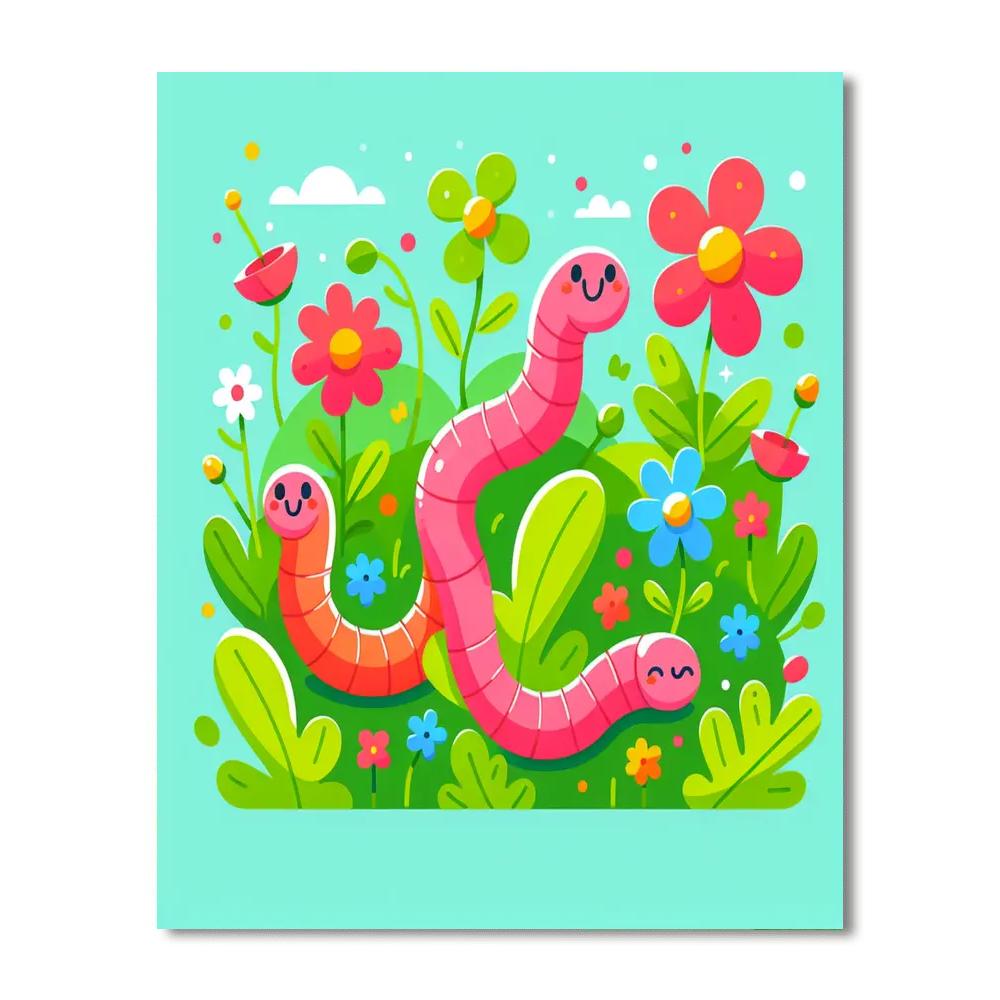 Wiggly Worm Wonderland Paint By Numbers Art