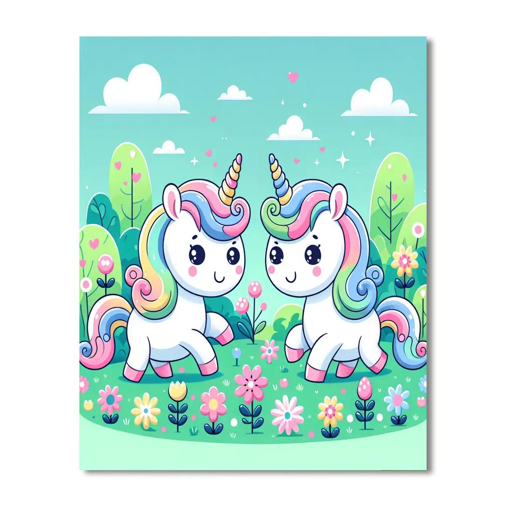 Mystical Unicorns Meadow Painting Number Kit