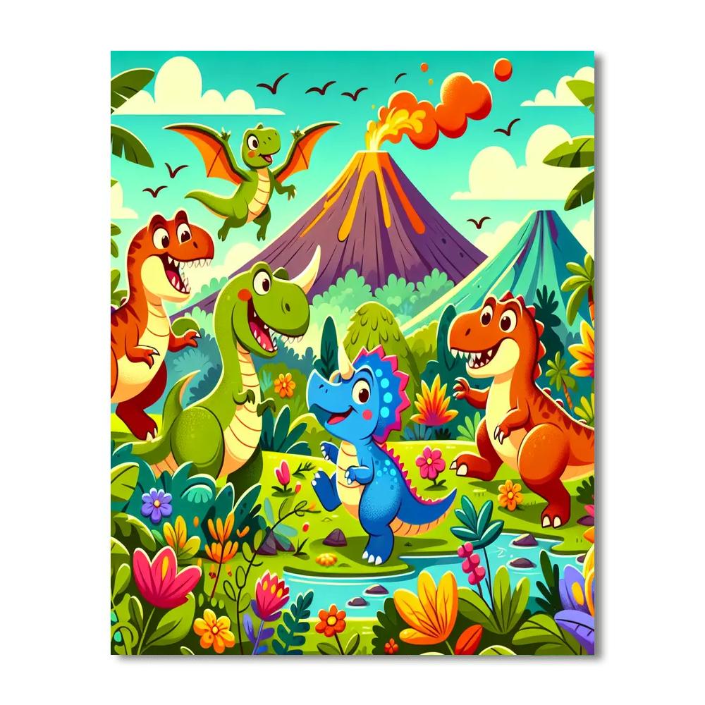 Dreamy Dino Days Paint By Numbers Art