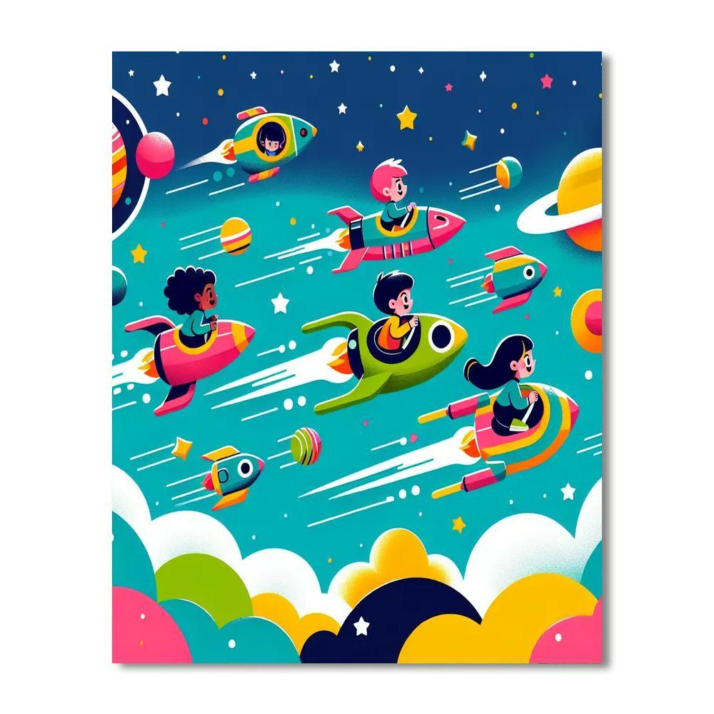 Galactic Space Race Paint By Number