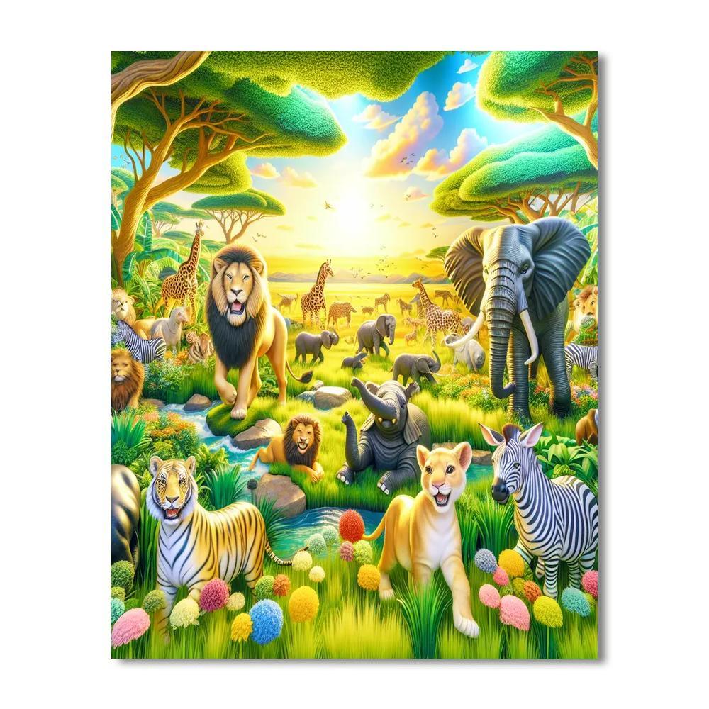 Happy Animal Safari Numbered Painting Kits