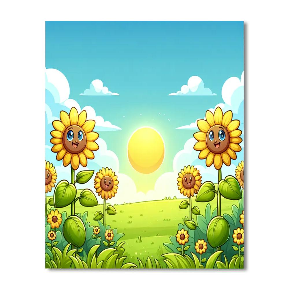 Sunny Sunflower Field Day DIY Paint By Numbers