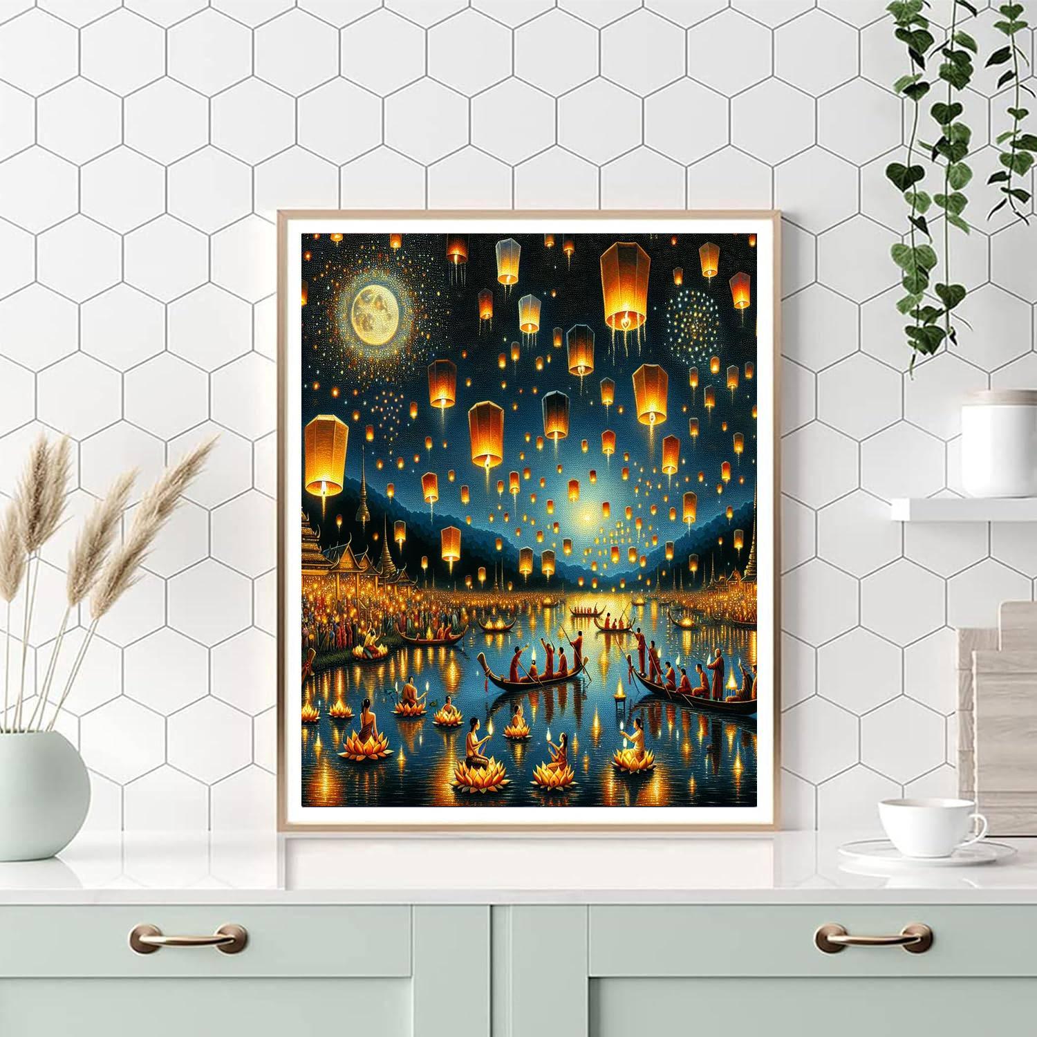 Loi Krathong And Yi Peng Festivals - Thailand Numbered Painting Kits