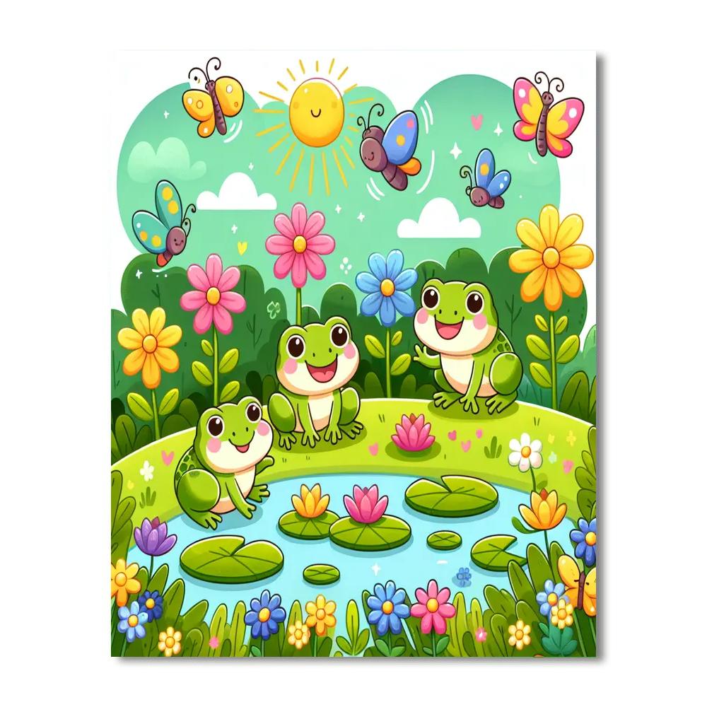 Whimsical Garden Frogs Numbered Painting Kits