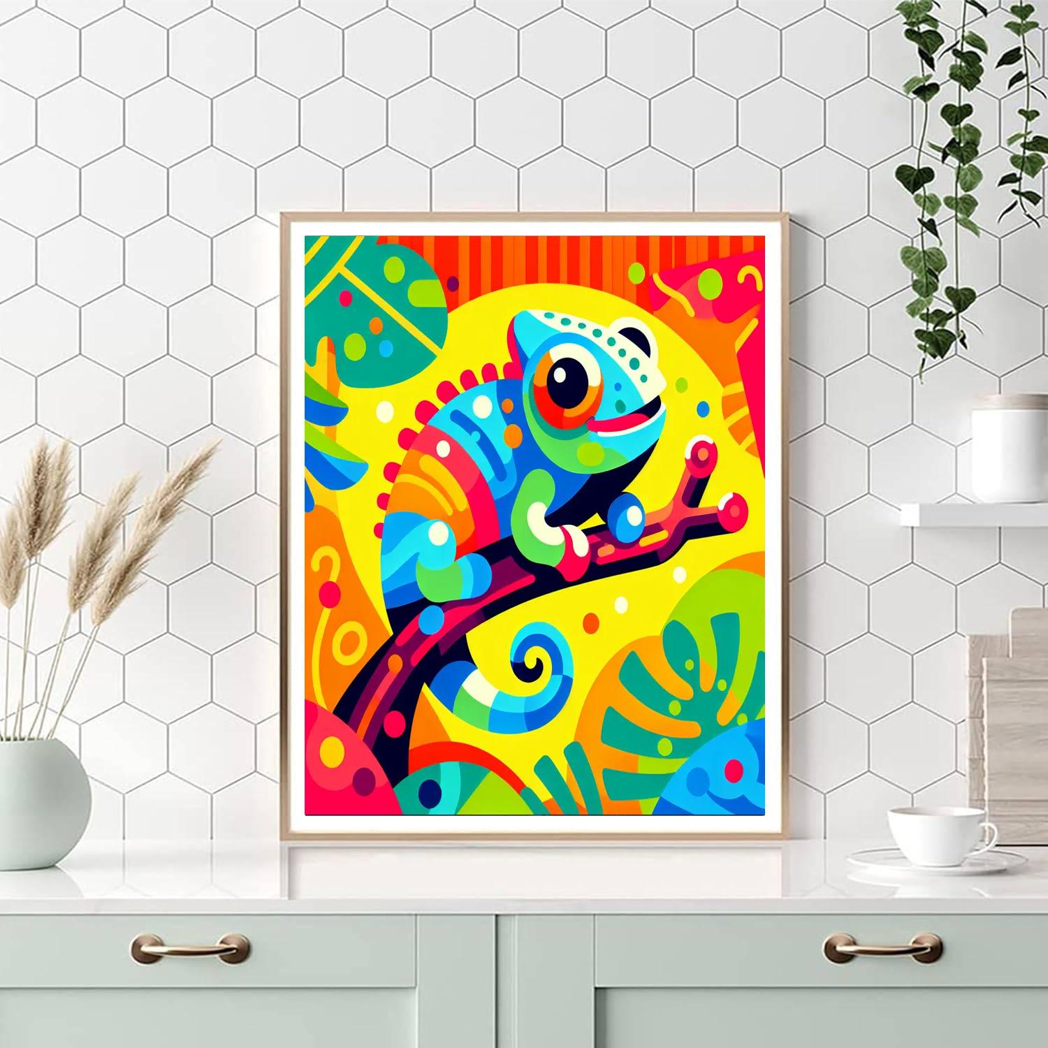 Colorful Chameleon Charm Paint By Numbers Art