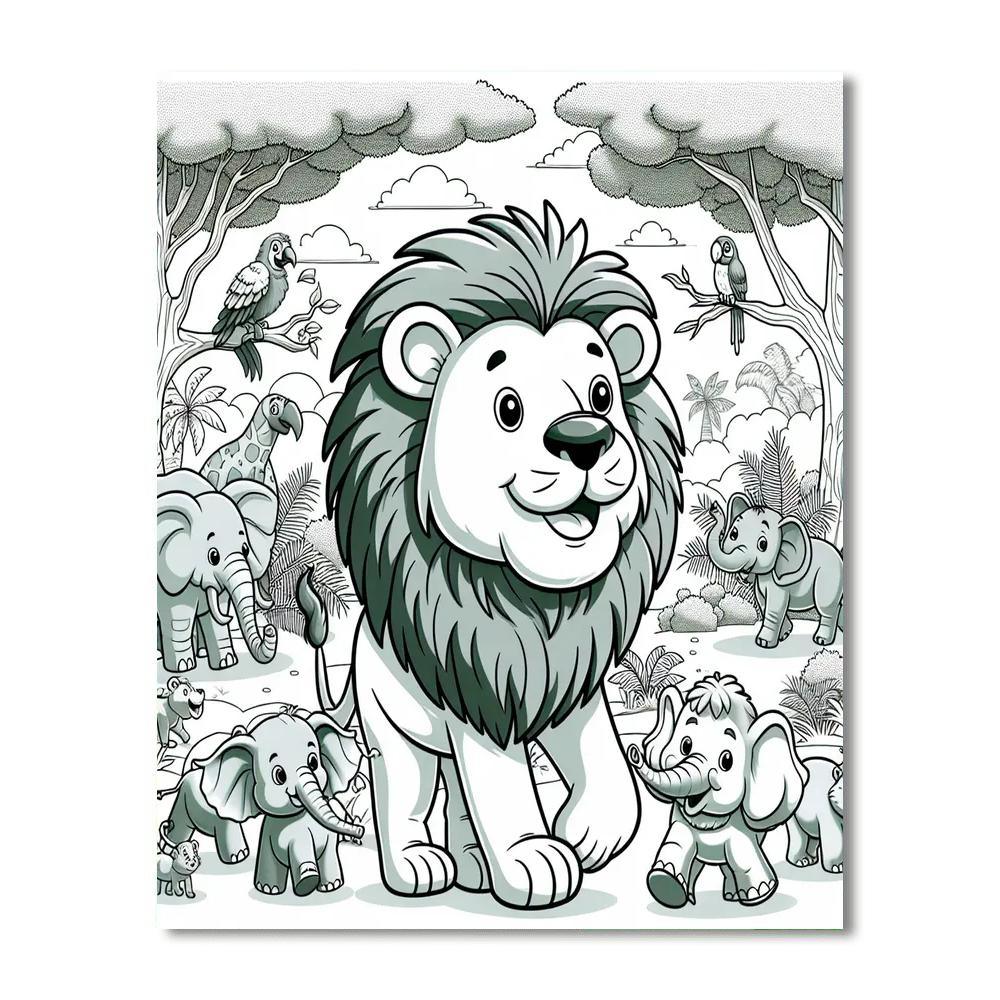 Lively Lion's Jungle Parade Paint By Numbers