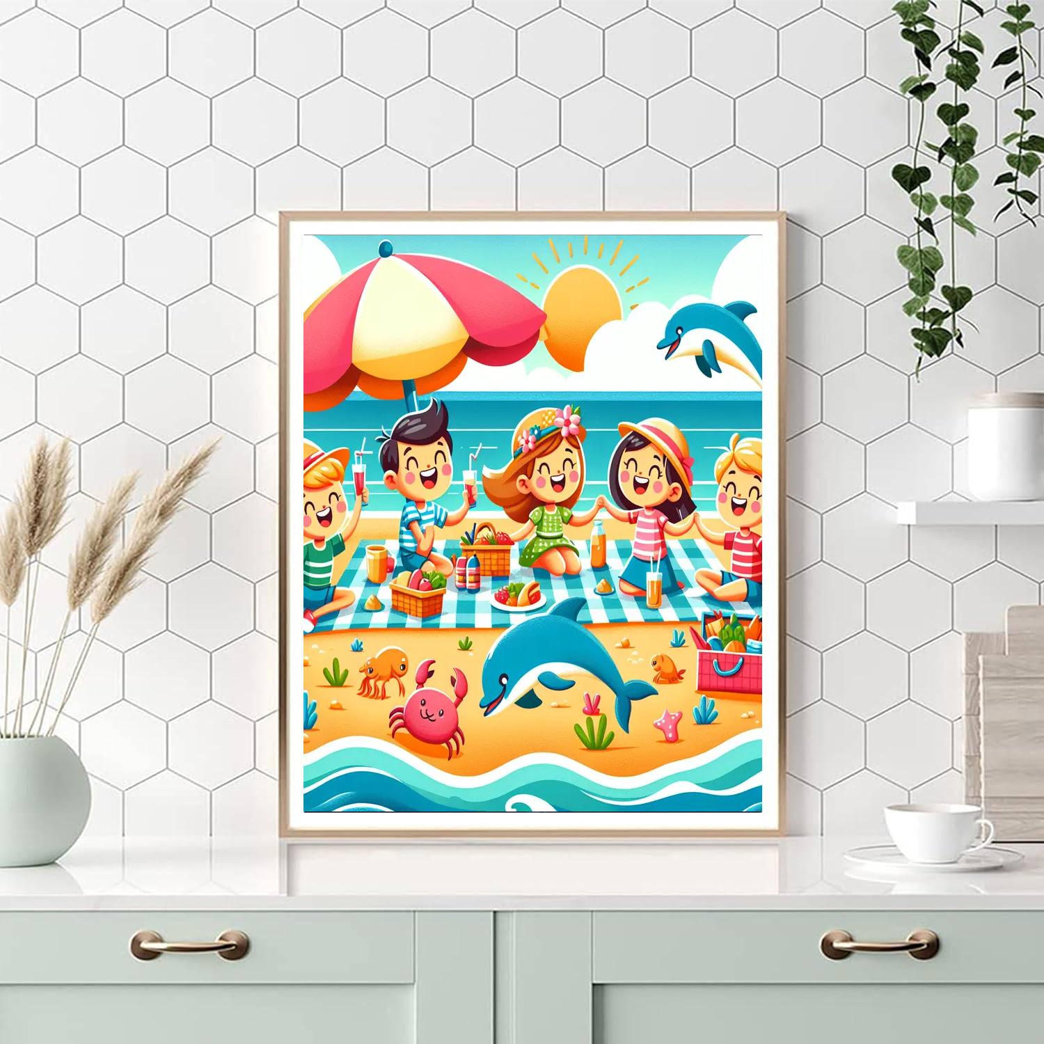 Charming Ocean Picnic Number Painting