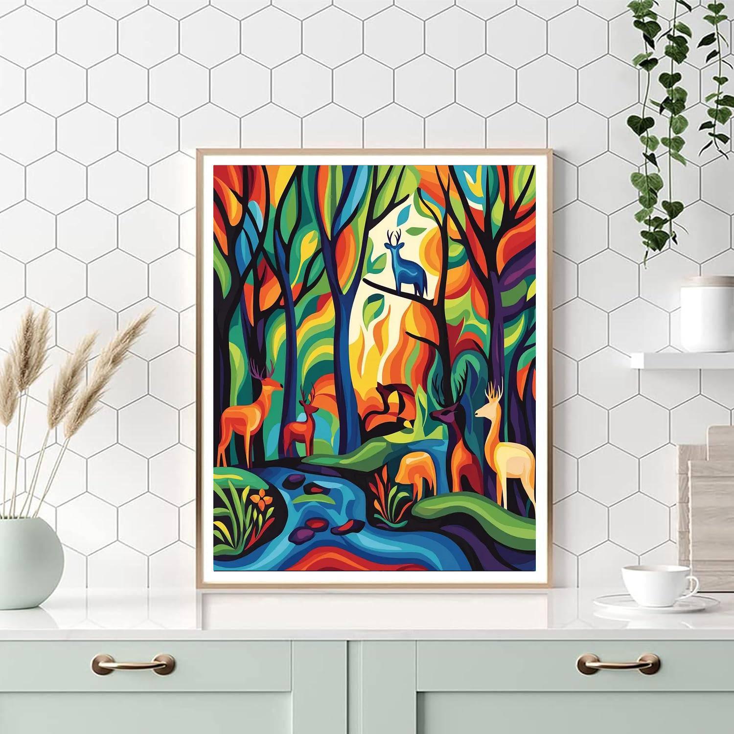 Franz Marc Inspired Forest Fauna Festivity  Paint By Numbers