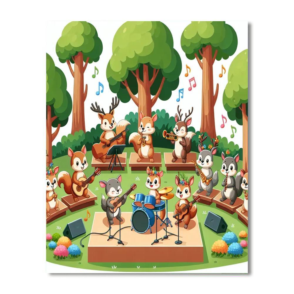 Animal Orchestra In The Woods Paint By Numbers Kits