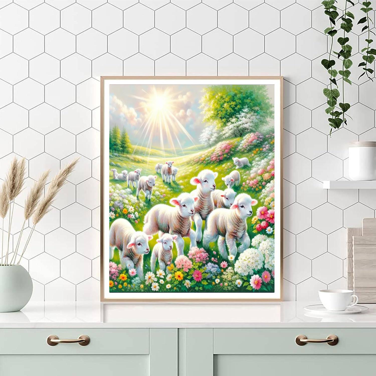 Frolicking Lambs In The Meadow Paint By Numbers