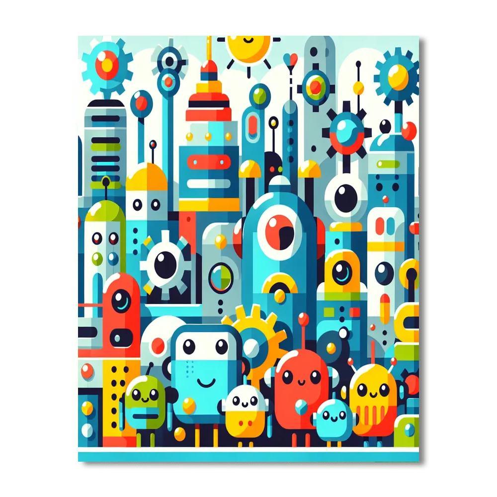 Playful Robots Numbered Painting Kits