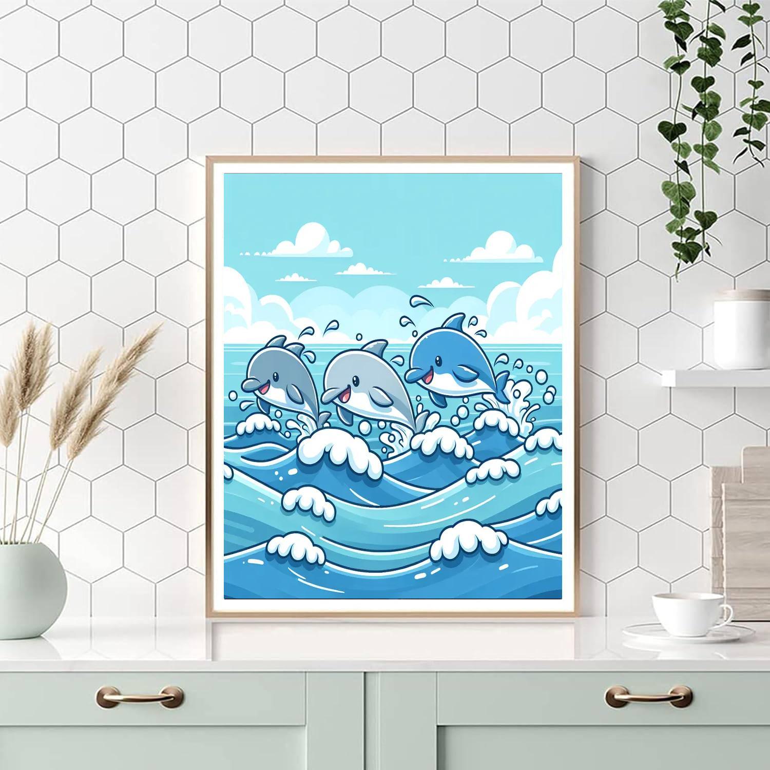 Jumping Dolphins Numbered Painting Kits