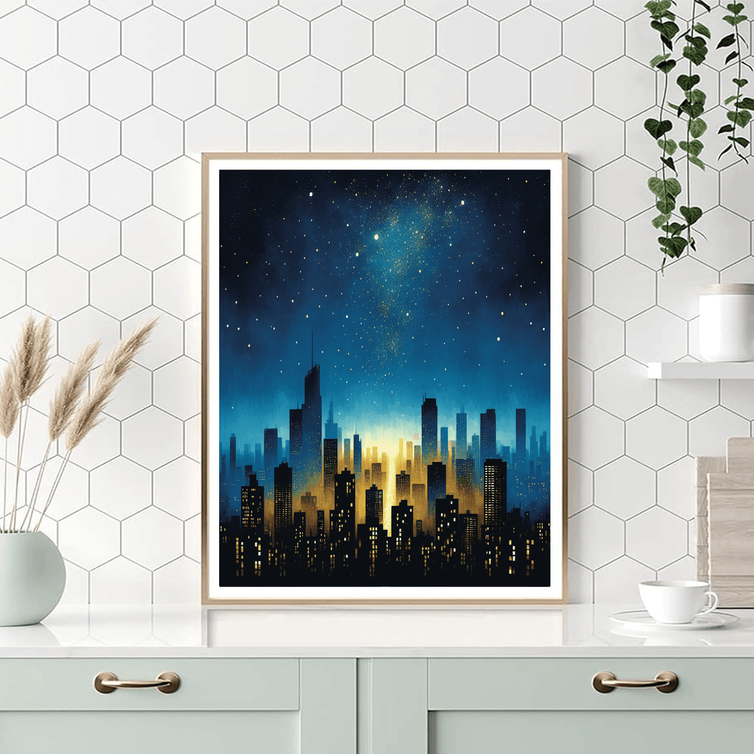 Starry Night Skyline Number Painting