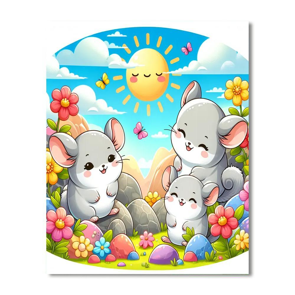 Cheerful Chinchillas Number Painting