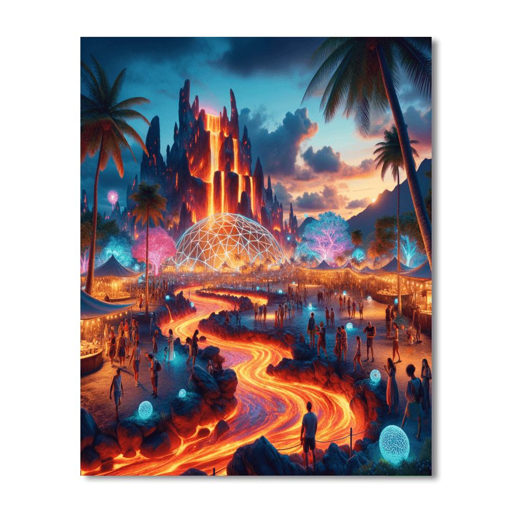 Pahoa Lava Lights Festival - Hawaii Numbered Painting Kits