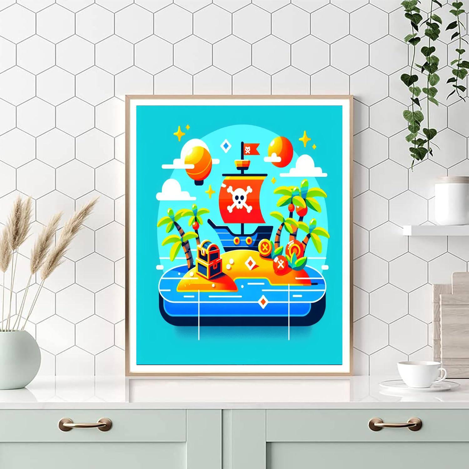 Pirate's Island Treasure Hunt Paint By Numbers