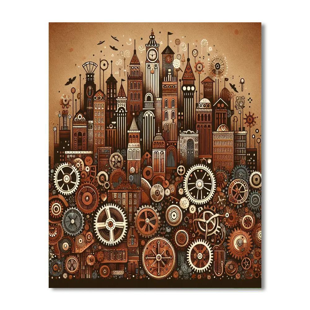 Eccentric Steam Punk City Paint By Number