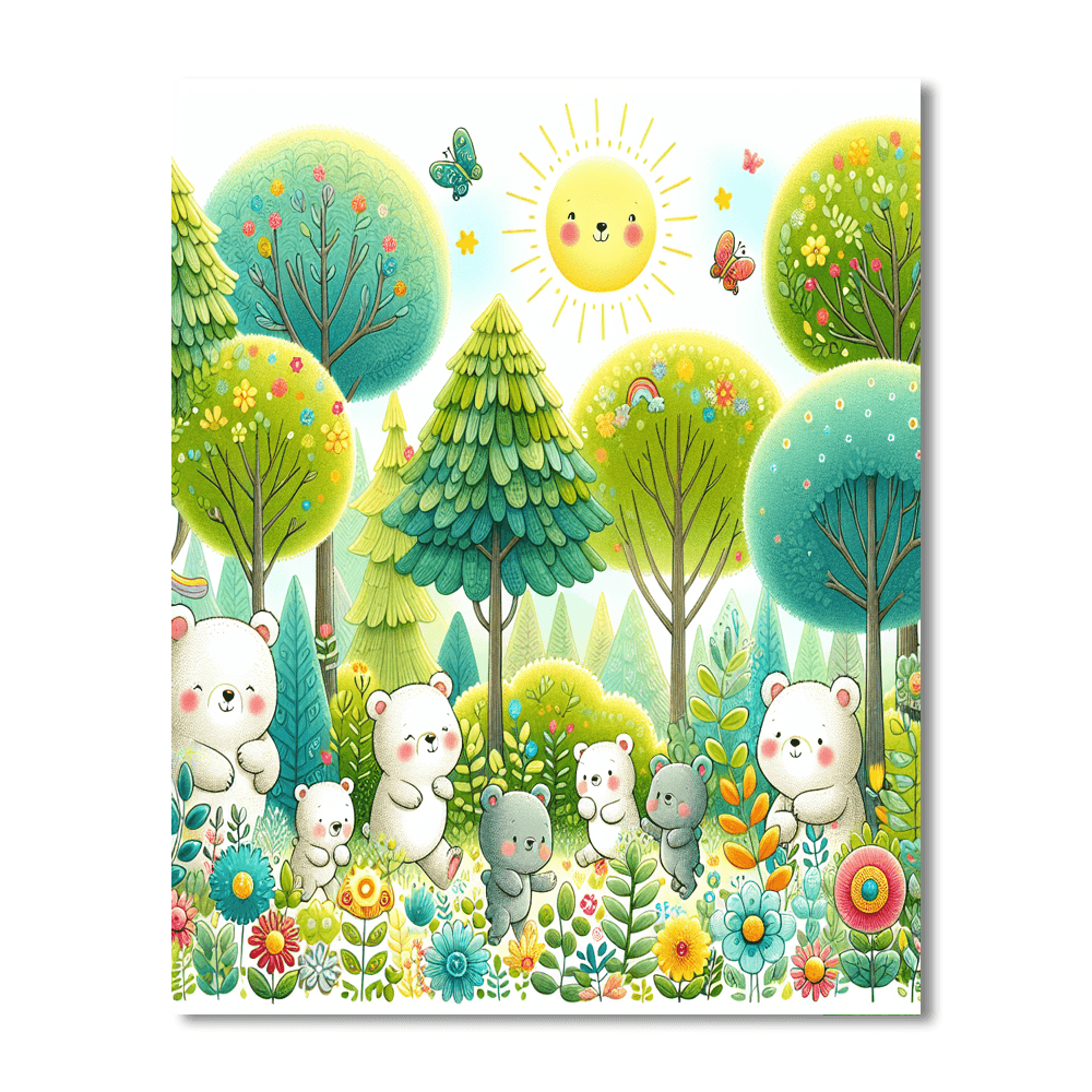 Cuddly Bears In The Woods Painting By Numbers Kit
