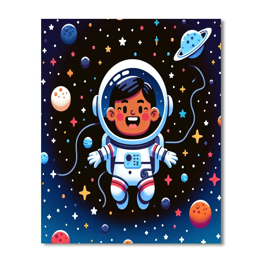 Astronaut's Starry Adventure Paint By Numbers Art