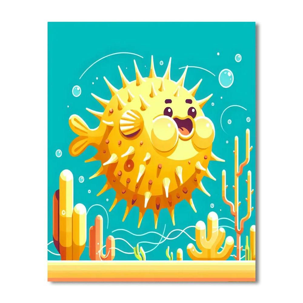 Popping Pufferfish Painting Number Kit
